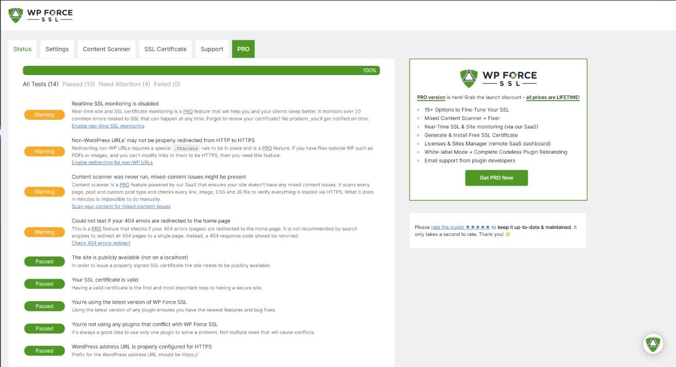 WP Force SSL Dashboard