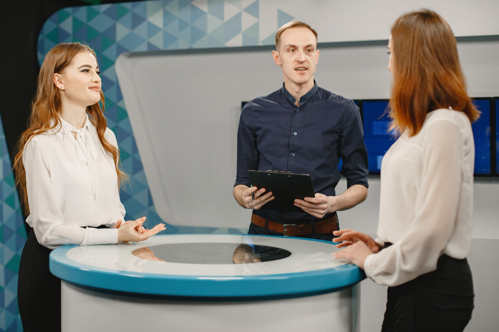 TV Game Show With Two Participants Answering Questions