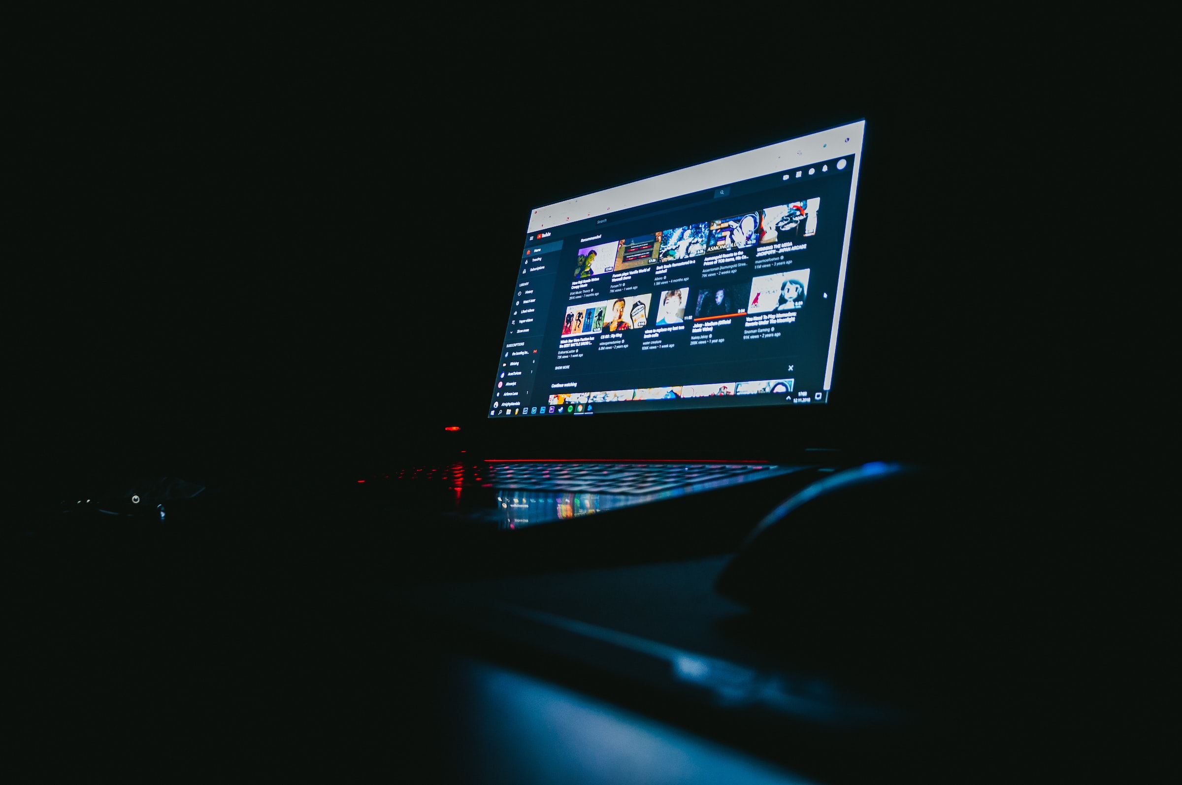 YouTube on a laptop